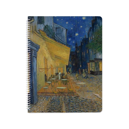 Café Terrace at Night by Vincent van Gogh - Spiral Notebook