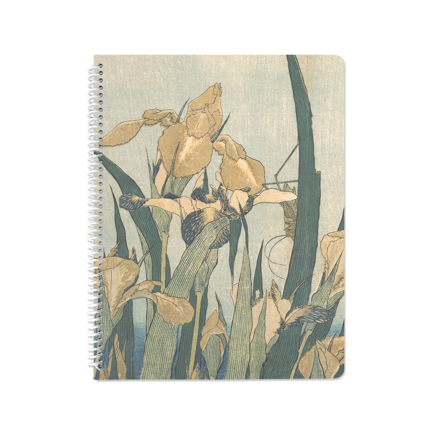 Grasshopper and Iris by Katsushika Hokusai - Spiral Notebook