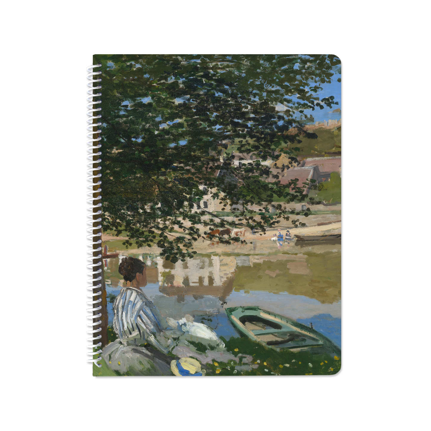 On the Bank of the Seine, Bennecourt by Claude Monet - Spiral Notebook