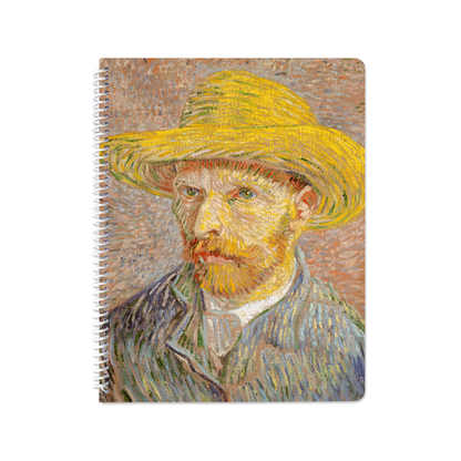 Self-Portrait with a Straw Hat by Vincent van Gogh - Spiral Notebook
