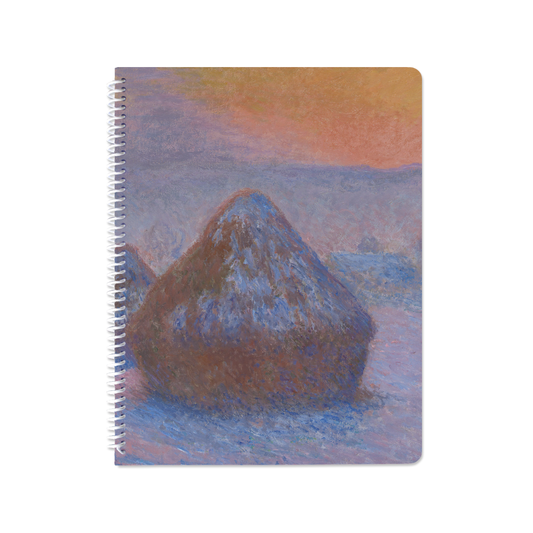 Stacks of Wheat (Sunset, Snow Effect) by Claude Monet - Spiral Notebook