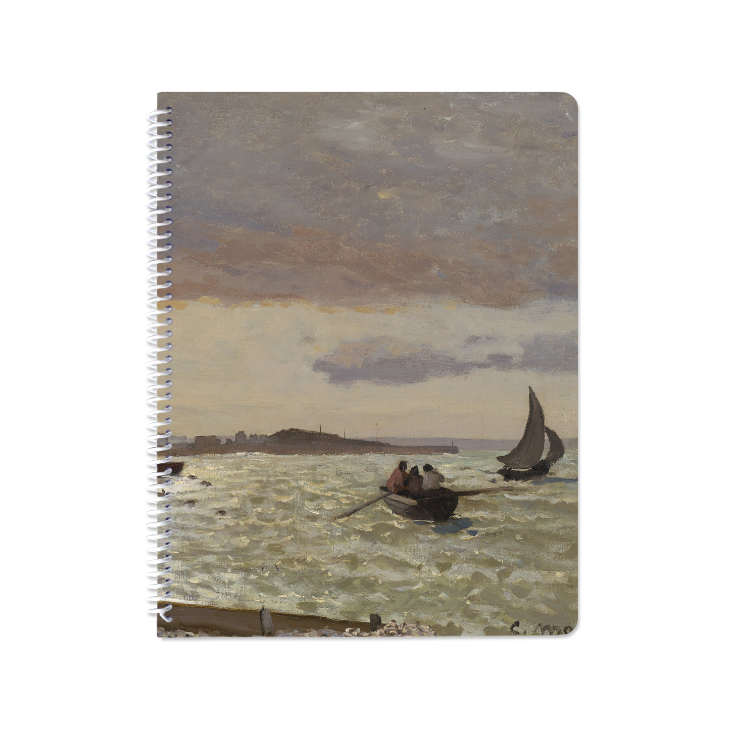 The Seashore at Sainte-Adresse by Claude Monet - Spiral Notebook