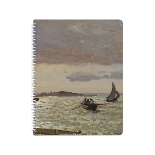 The Seashore at Sainte-Adresse by Claude Monet - Spiral Notebook